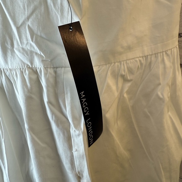 Maggy London White Cotton V Neck Lace Embroidered Boho Vacation Dress Size 14 - Picture 9 of 12